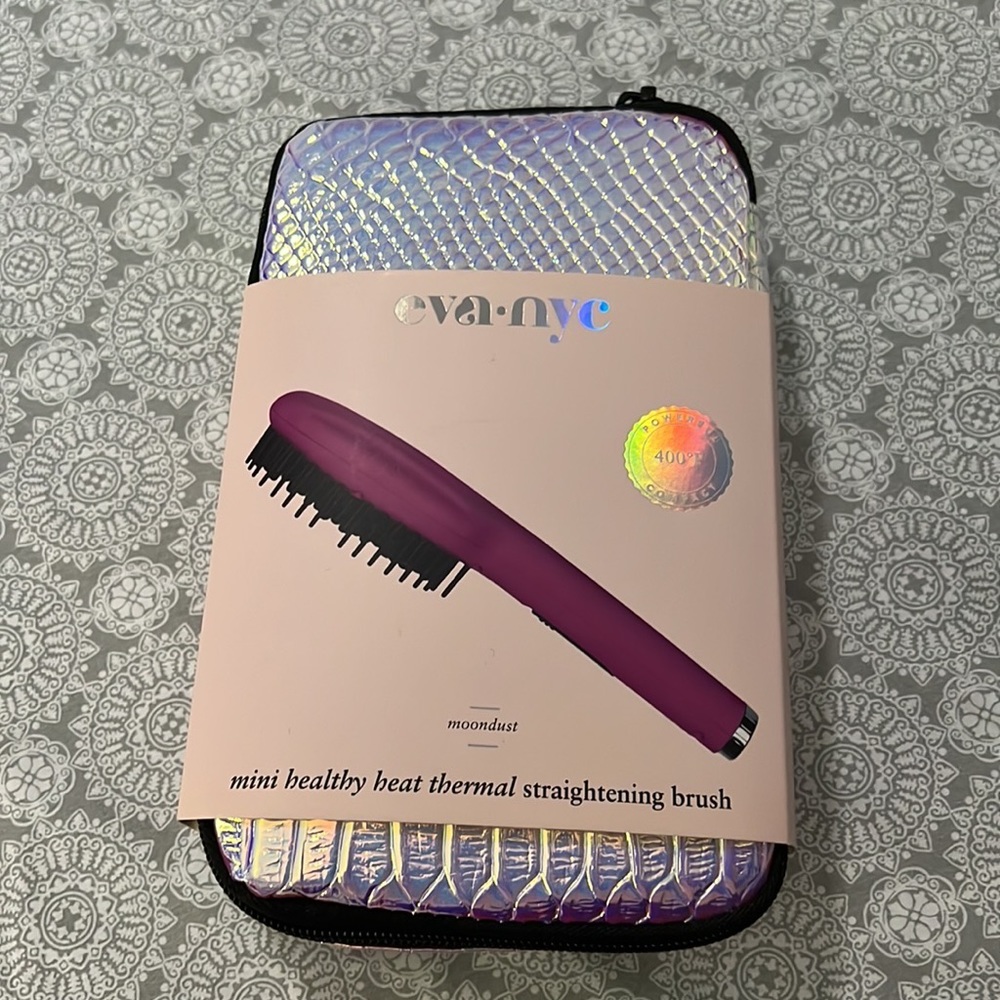 Mini Travel Size Straightening Brush Pink Traveling Pouch